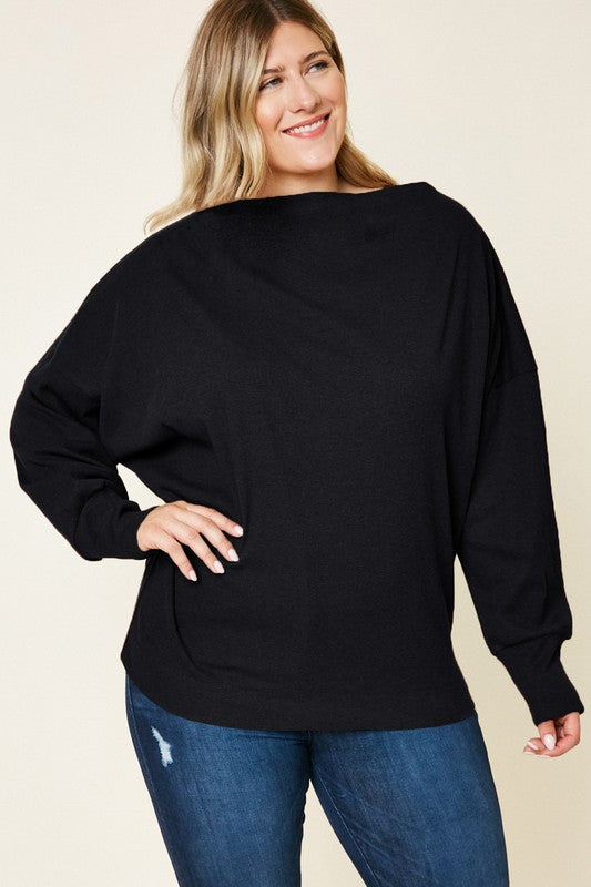 Brianne Black Curvy Ribbed Sweater