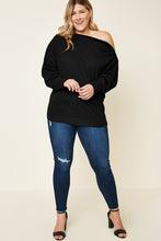 Load image into Gallery viewer, Brianne Black Curvy Ribbed Sweater
