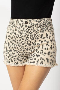 Leopard Denim Shorts