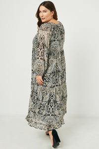 Black Paisley Curvy Maxi Dress