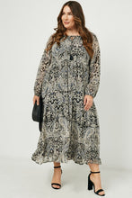 Load image into Gallery viewer, Black Paisley Curvy Maxi Dress
