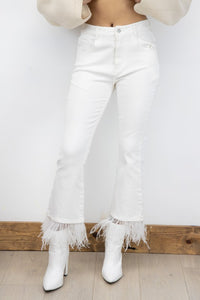 Feather Hem Flare Pants