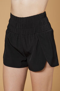 Elastic Waist Shorts- Black