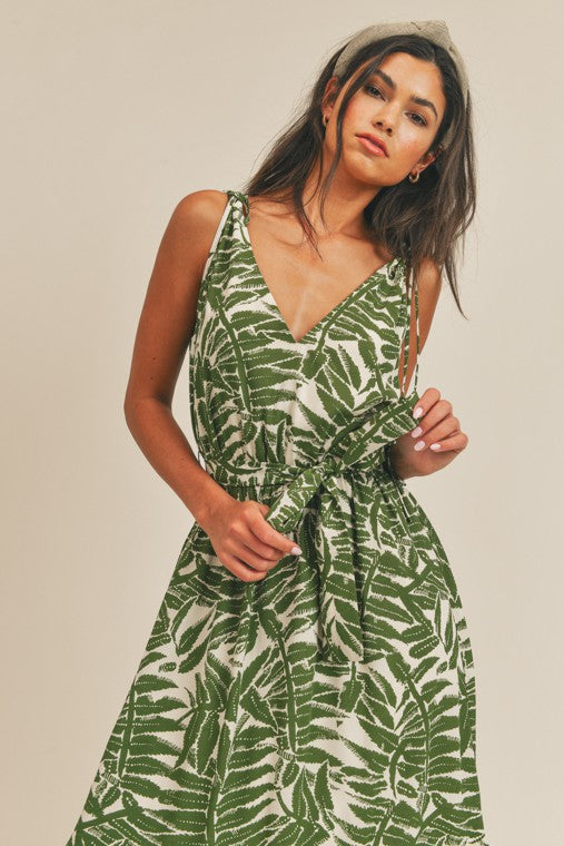 Warehouse leaf outlet print dress