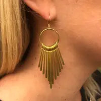 Golden Metal Fringe Earring