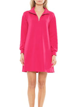 Load image into Gallery viewer, Fuschia Zip Up Dress with Pearl Embellishments
