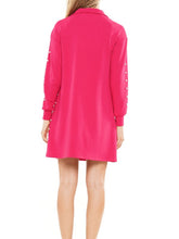 Load image into Gallery viewer, Fuschia Zip Up Dress with Pearl Embellishments
