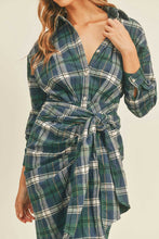 Load image into Gallery viewer, hunter plaid green midi dress
