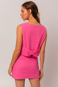 Hot Pink Linen Vest