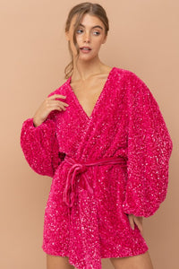 Hot Pink Sequin Wrap Dress