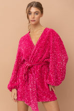 Load image into Gallery viewer, Hot Pink Sequin Wrap Dress
