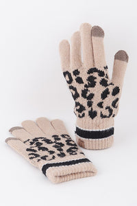 Camel Leopard Gloves