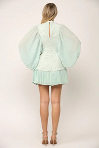 Minnie Mint Pleated Lace Dress