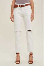 Load image into Gallery viewer, White Denim Ripped Straight Jeans

