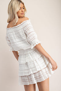 White Ruched Striped Set