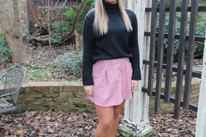 Pink Corduroy Button Skirt