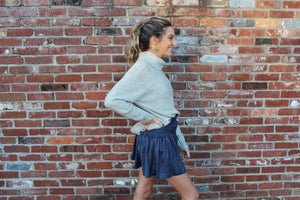 Navy Smocked Skort