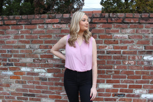 Mauve Overlapped Basic Bodysuit Top