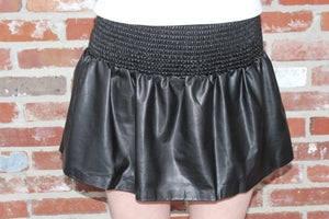 Black Faux Leather Skort