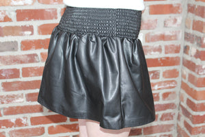 Black Faux Leather Skort