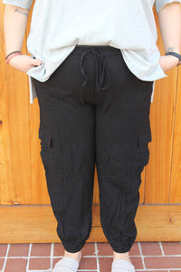 Black Curvy Jogger Pants