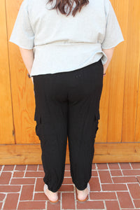 Black Curvy Jogger Pants