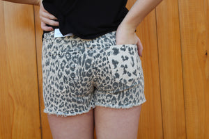 Leopard Denim Shorts