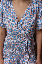 Load image into Gallery viewer, Blue Leopard Puff Sleeve Dress
