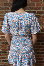 Load image into Gallery viewer, Blue Leopard Puff Sleeve Dress
