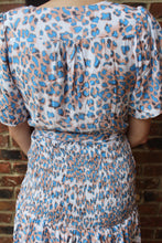 Load image into Gallery viewer, Blue Leopard Puff Sleeve Dress
