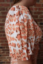 Load image into Gallery viewer, Peach Leopard Puff Sleeve Dress
