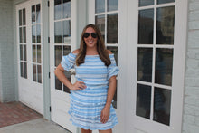 Load image into Gallery viewer, Blue Ruched Striped Set
