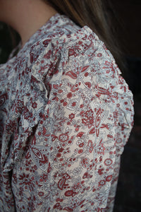 Natural Paisley Ruffle Dress