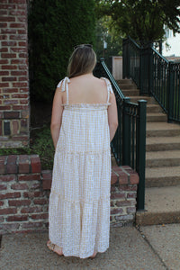 Bre Beige Gingham Maxi Dress