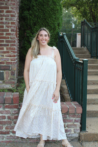 Bre Beige Gingham Maxi Dress