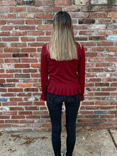 Load image into Gallery viewer, Colson Burgundy Ruffled Knit Sweater
