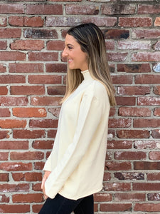 Cream Mock Neck Long Sleeve Sweater