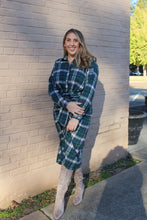 Load image into Gallery viewer, hunter plaid green midi dress
