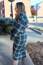 Load image into Gallery viewer, hunter plaid green midi dress
