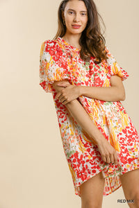 Sadie Floral Dress -Red