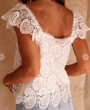 Load image into Gallery viewer, White Lace Square Neck Tank
