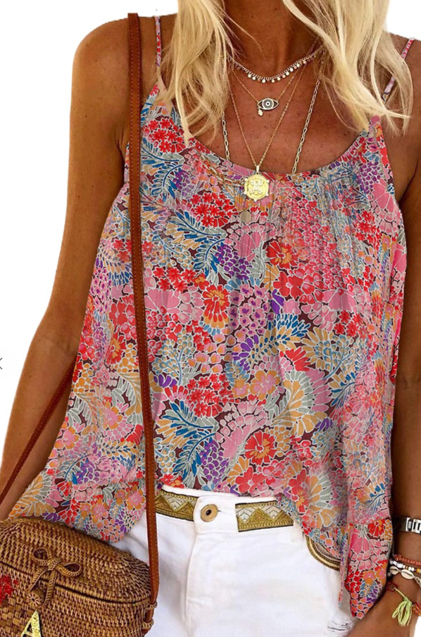 Floral Spaghetti Strap Tank