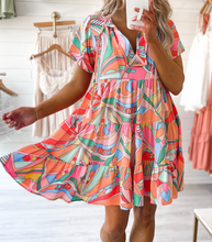 Load image into Gallery viewer, Pink Abstract Tiered Dress
