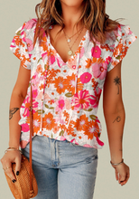 Load image into Gallery viewer, Annie Ruffle Sleeve Floral Blouse
