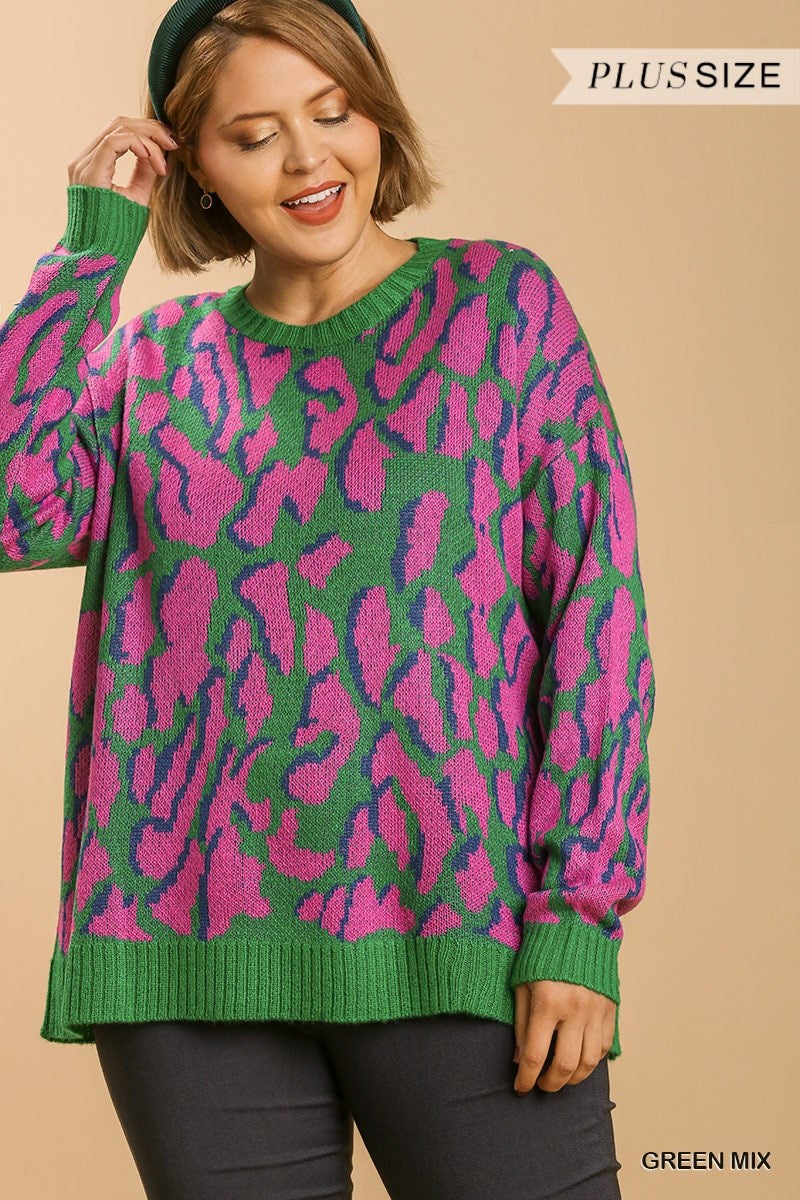 Kylie Green Leopard Curvy Sweater