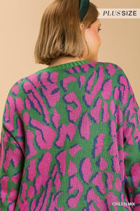 Kylie Green Leopard Curvy Sweater