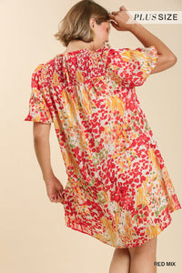 Sadie Floral Dress -Red