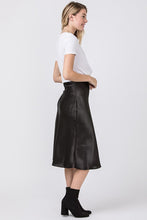 Load image into Gallery viewer, Molly Black Satin Midi Skirt

