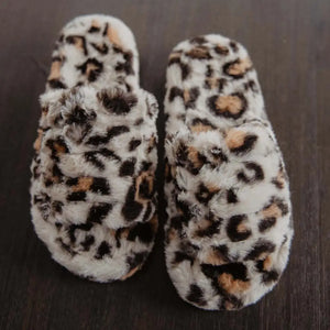 Leopard Faux Fur Sandal Slippers
