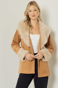 Cammie Camel Fur Trimmed Coat